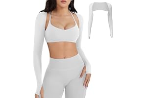 YEOREO Women Crop Top Long Sleeve Bolero Open Front Workout Cropped Shirts Sports Shrug