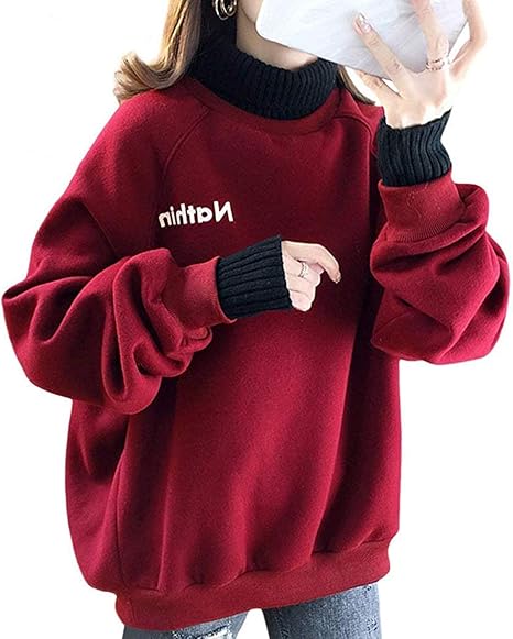 Amazon パーカー レディース トップス 秋冬 長袖 ハイネック トレーナー 厚手 プルオーバー オーバーサイズ アウター 無地 大きいサイズ トレーナー パーカー 通販