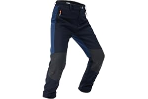 Buyboxs Boys Snow Pants Kids Fleece Lined Thermal Winter Hiking Pants Waterproof Softshell Elastic Waist Outdoor Cold Weather