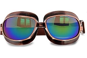 evomosa Motorcycle Goggles Vintage Pilot Goggles Retro Motocross Goggle Outdoor Eyewear Sports Glasses for Half Helmet