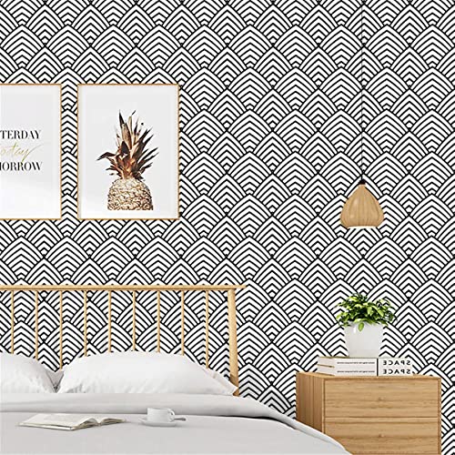 Erfoni Black and White Peel and Stick Wallpaper Geometric Contact Paper