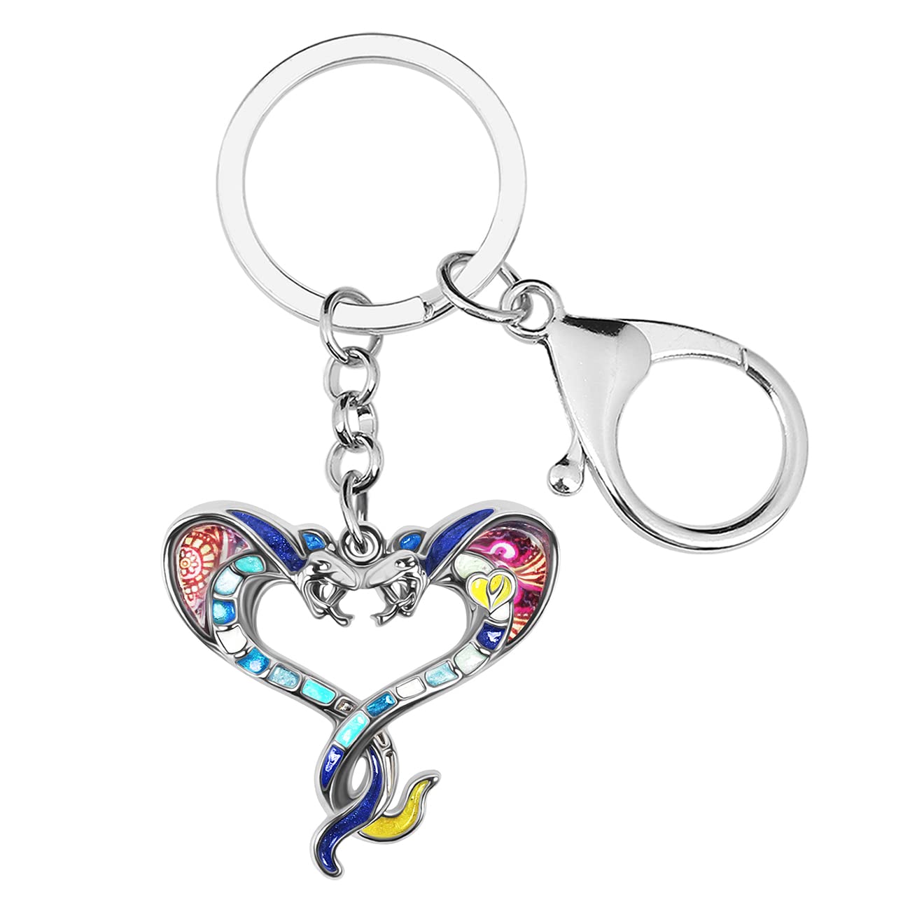 WEVENI Enamel Alloy King Cobra Keychain Snake Key Ring Fashion Jewelry For Women Girls Car Wallet Bag Charms (Navy)