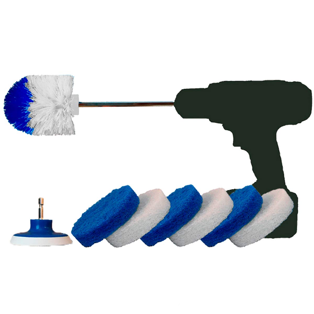 RotoScrub Bathroom Cleaning Scrub Pads + Corners and Edges Brush - Drill Accessory Combo Kit