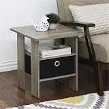 Furinno ANDREY Side Table Set of 2 End Tables with Storage Bin French Oak view 2