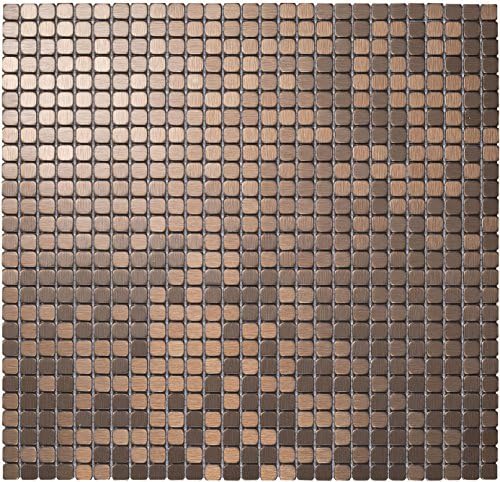Royllent,Modern Aluminum Mosaic Tile, Peel & Stick, Wall Sticker, Backsplash, Accent Wall, glass,panel,furniture,old tile renew,1 sq.ft. (Bronze Brushed)