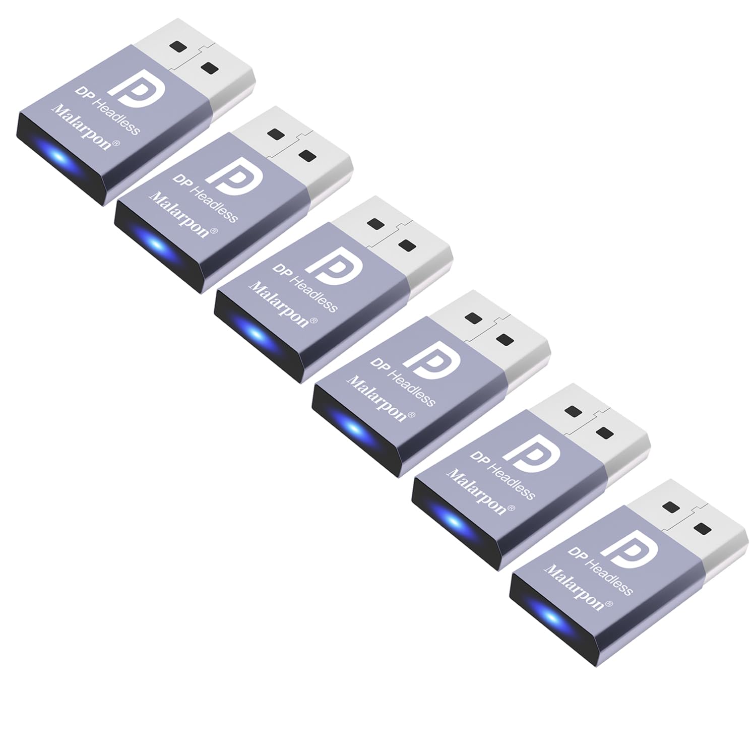 Malarpon DispalyPort Headless Ghost Display Emulator with Blue Light for PC 4K DP Dummy Plug (fit Headless 1080@60Hz-3840x2160@17Hz) 6P — image 1