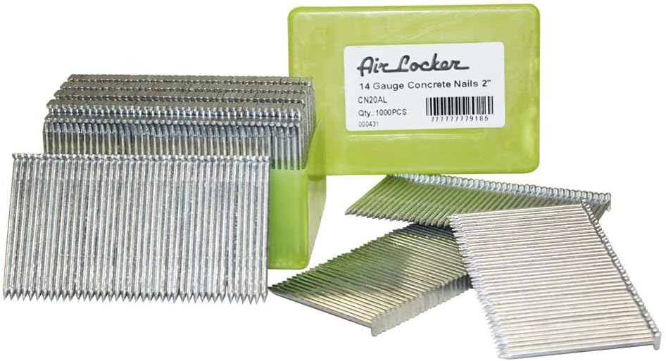 Air Locker CN20AL 14 Gauge Concrete T-Nails for Concrete Nailers 2 Inch Smooth Shank (1, 000 per Pack) - Air Nailer Accessories - 