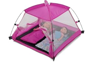Emily Rose 14-18 Inch Doll Pink Camping Camp Indoor/Outdoor Tent Accessory, Includes Travel Carry Case | Fits 14"-18" Dolls