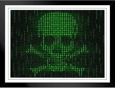 Amazon Co Jp ぶら下げ絵画 性格ポスター コンピュータウイルスのサイバーセキュリティの頭蓋骨とクロスボーンテーマ サイズ 33x23cm 額縁を送る ホーム キッチン