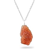 CRYSTALINES Natural Raw Gemstones Dainty Pendant, Assorted Rough Stones Necklace, Handmade Boho Hypoallergenic Jewelry for Women, Healing Crystals, Silver Adjustable Chain-16+2inch