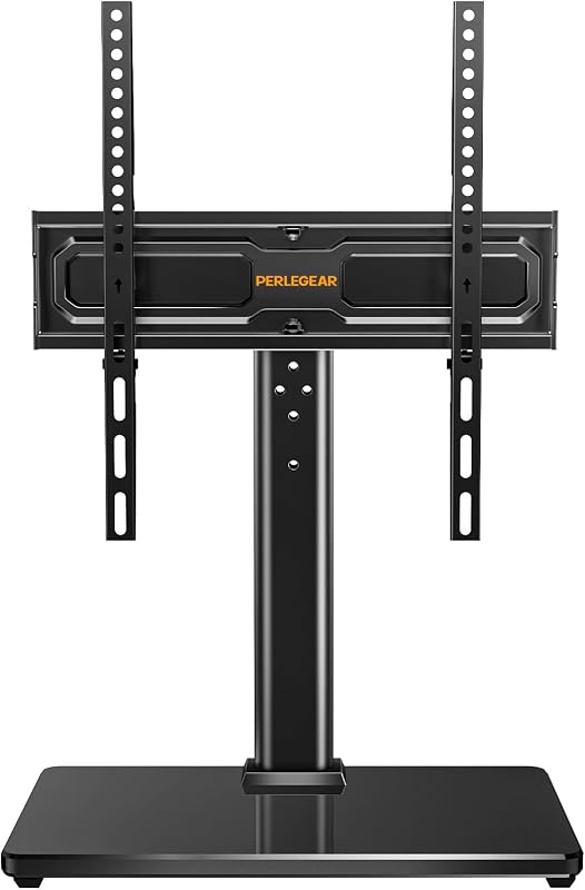 Supporto TV da Tavolo Girevole per TV da 24-60 Pollici Fino a 45 kg, Universale Supporto TV da Tavolo Regolabile in Altezza, Piedistallo TV con Base in Vetro Temperato Max VESA 400x400mm — foto 8 di 8