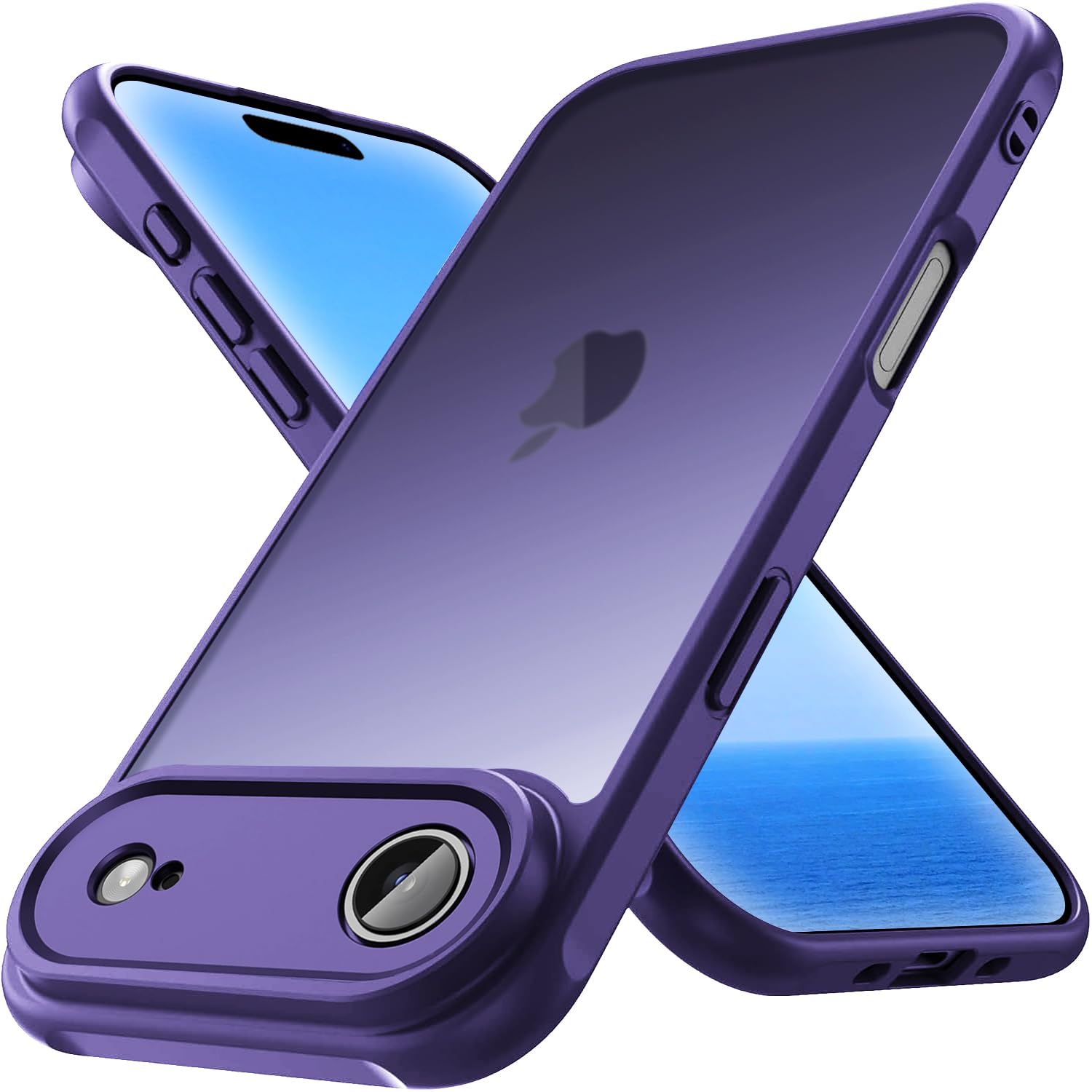 Photo 1 of for iPhone Air Case, Thin Anti-Scratch PC Matte Translucent Back & Flexible TPU Shockproof Protection Phone Cover case for Apple iphoneAir 6.5" (Purple)