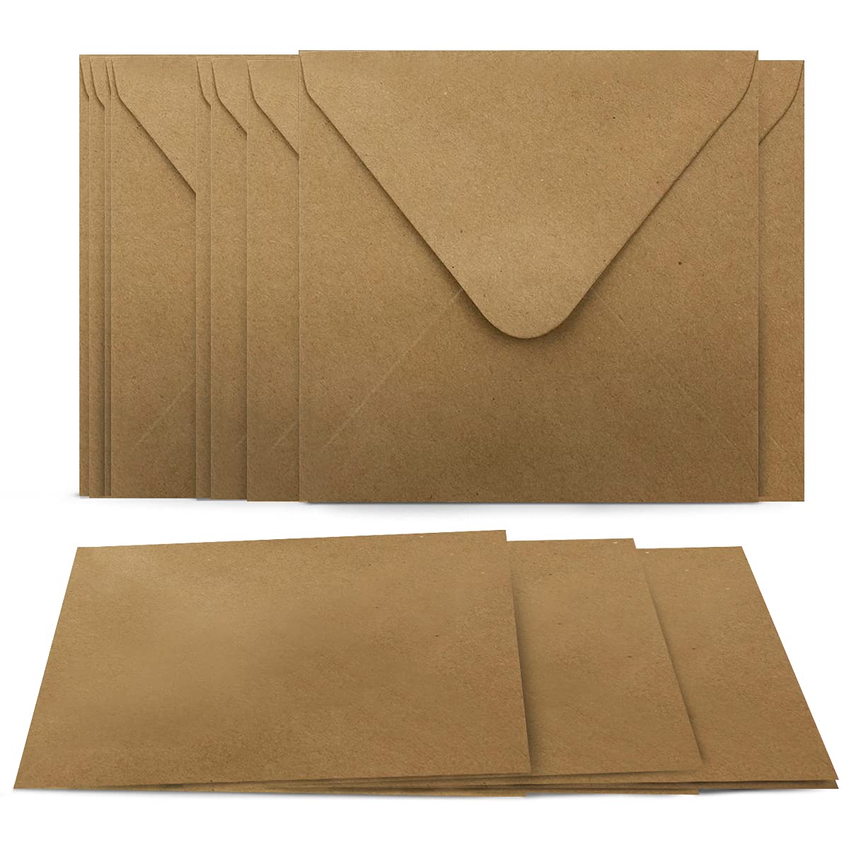 Glüxx-Agent 30 Kraft Paper Card Set Square Folding Cards 135 x 135 mm with Envelopes, 140 x 140 mm,Brown