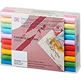 Kuretake ZIG FABRICOLOR TWIN 30 colors set, Dual-Tip, Fine and Brush, Permanent Fabric Markers Pen, for T-Shirts, Clothes, Sneakers, Washable, Made in Japan