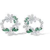 Santuzza 925 Sterling Silver Gemstone Flower Dangle Studs Earrings for Women