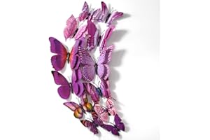 RENUIS 24pcs Butterfly Wall Decor,3D Butterfly Decals for Wall Sticker,Magnetic Butterflies Decor,Stickers for Kids Bedroom Party Wedding Crafts Decoration,Removable Mural Stickers Bedroom Decor