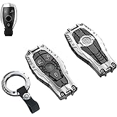 facaizhu Heavy Metal Key Fob Cover Case Protector for Mercedes Benz, Keychain, Accessories for Mercedes Benz C E S M CLS CLK G Class(TypeC-Silver)