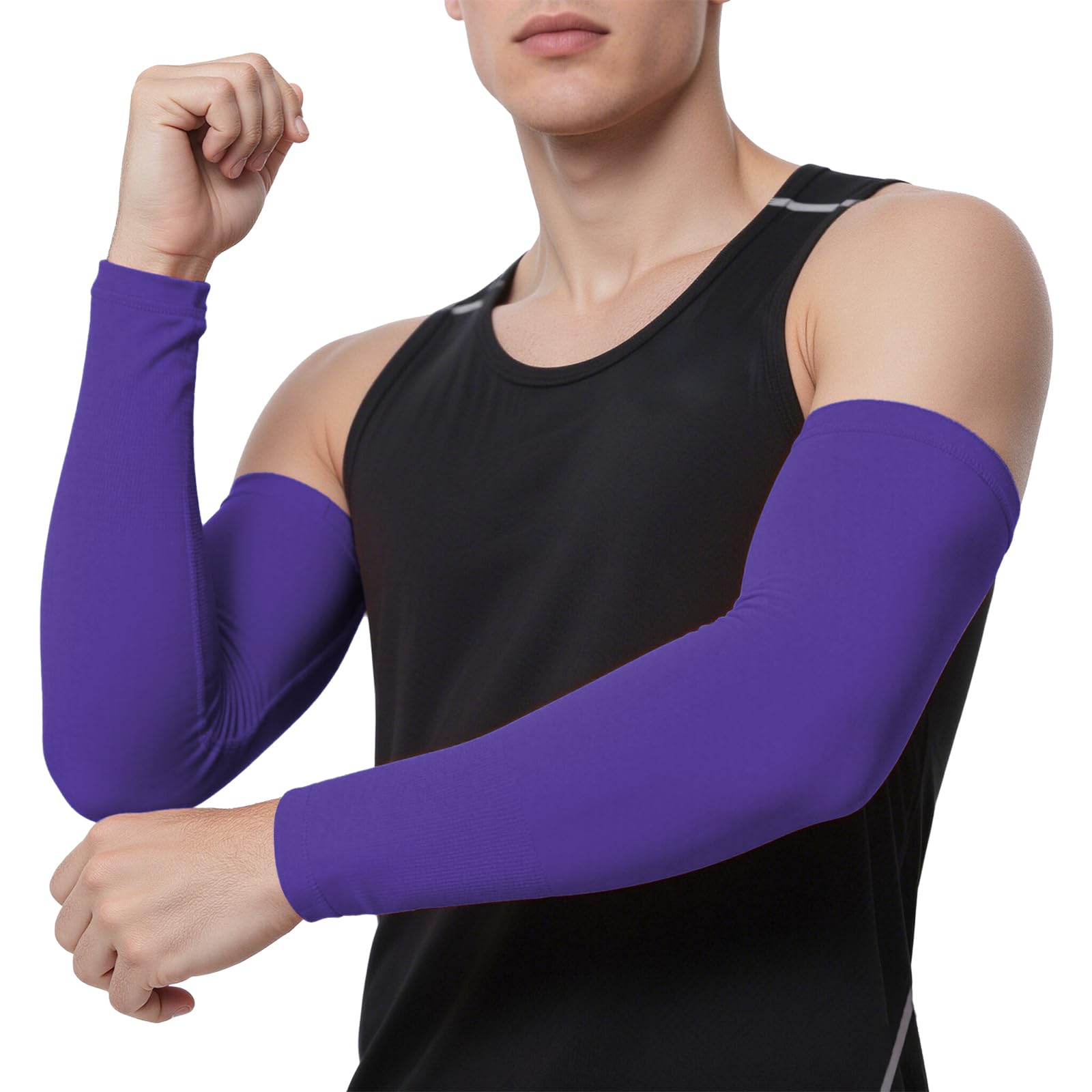 TOPTIE 1 Pair Arm Sleeves for Men Women, Arm Compression Sleeve for Football, Basketball & Volleyball-1 Pair Purple