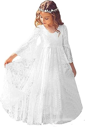 ivory long sleeve flower girl dress
