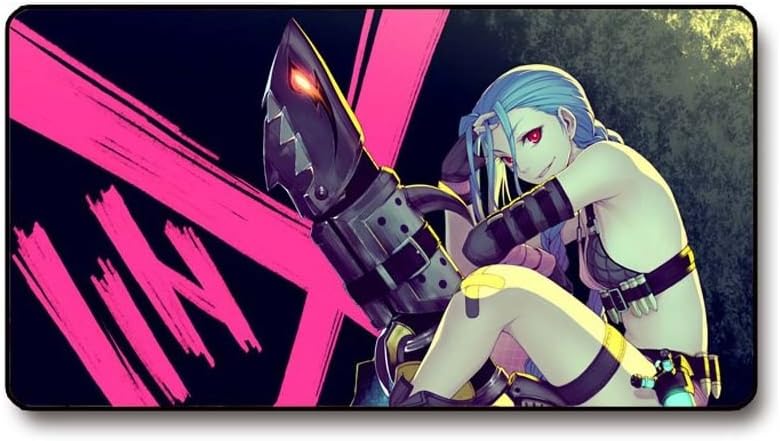Yvetel League of Legends LOL Jinx Soft Smooth Gaming Mouse Pad Mouse Mat(35.4"x 15.7"x0.12"), Design for League of Legends (Jinx2)