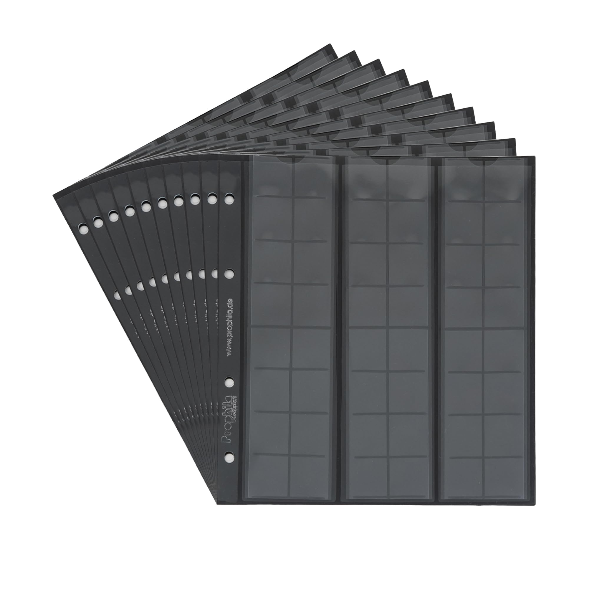 10 numismatic Prophila coin sheets, 48 pockets up to 17 mm diameter