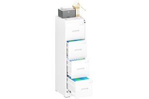 Bonusall 4 Drawer Vertical File Cabinet with Lock, Locking Metal Vertical Filing Cabinet for Office Steel Vertical File Cabinet, Large Horizontal File Cabinet Locked by Keys(White)