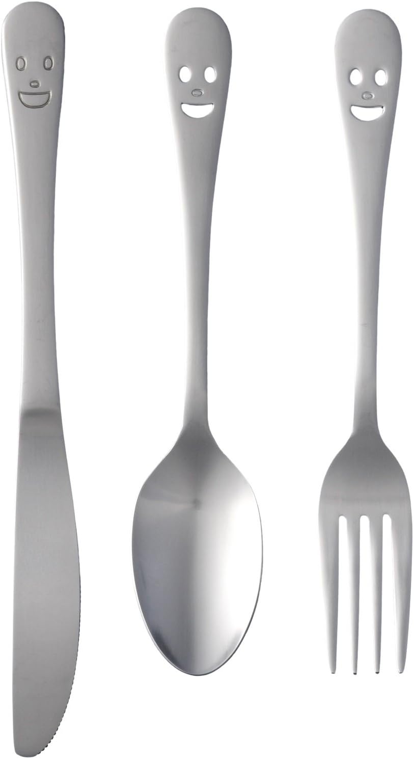 Amazon Com Happy Face Dinner Set 6 Forks 6 Knives 6 Soup Spoons Made In Japan From 18 8 Stainless Steel Flatware Sets