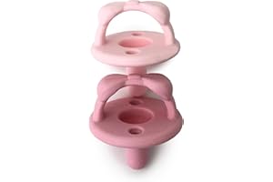 Itzy Ritzy Silicone Pacifiers for Ages 6-18 Months - Itzy Soother Pacifiers Feature Collapsible Handle & Two Air Holes for Added Safety; Set of 2 in Light & Dark Pink