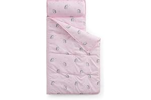 SWEET HOME COLLECTION Kids Sleeping Bag Nap Mat with Pillow & Blanket – 3-in-1 Machine Washable Quilted Mat for Toddlers – Portable with Handles – 20" x 50" for Daycare, Preschool, Travel, & Sleepovers