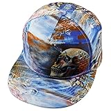 Samtree Unisex Snapback Hats,Adjustable Printed Hip Hop Flat Bill Baseball Cap (02-Skull)