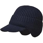 CLeemuziN Men Women Earflaps Knitted Hat Warm Thermal Skull Cap Fleece Lined Beanie Cap for Winter Outdoor Windproof