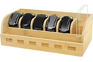 SIKWO Large Adjustable Bamboo Belt Organizer Box, 6 Grids Belt Rack, Belt Organizer for Closet Shelf and Drawer, Tie and Belt Storage Organizer Wall Mount and Displayer Men Women Father Day Gift (Natural)