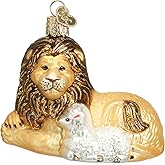 Old World Christmas Spiritual Gifts Lion and Lamb Glass Blown Ornament for Christmas Tree, Handcrafted Holiday Decoration, Religion Collection