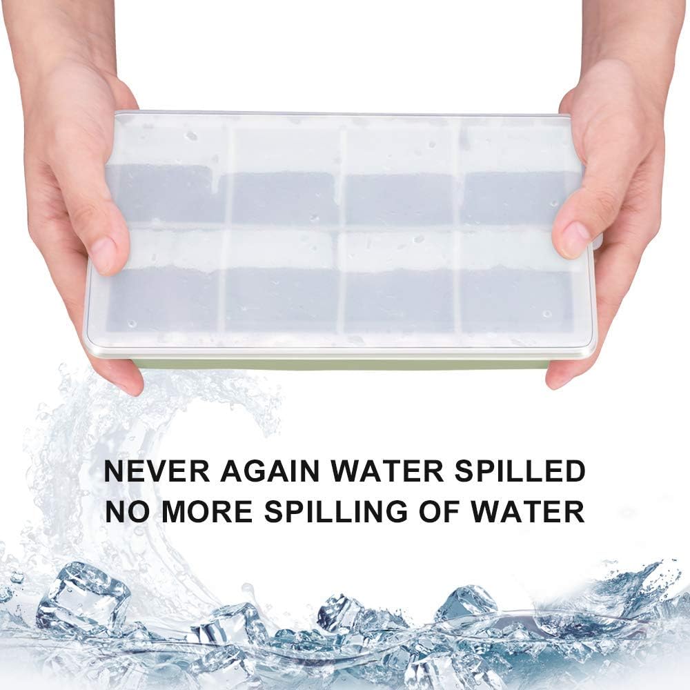 LessMo Ice Cube Tray, 2 Pack XXL Silicone Large 2 Inch Ice Cube Molds with Lids, for Whiskey Cocktails & Wine (Green and Pink) - Image 4