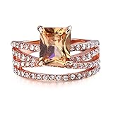 GUIDECUN Women Fashion 18K Rose Gold Plated Emerald
