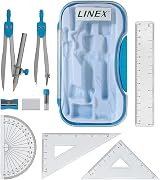 Linex Geometry Set 10-Piece with Self-Centring Compasses Blue Case view 2