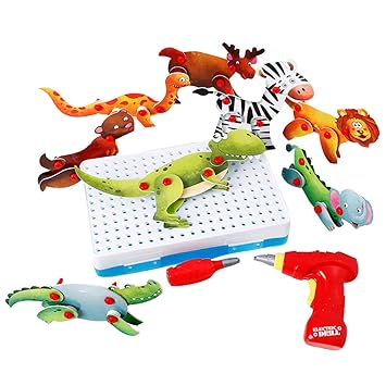 Animals Screw Toy Kids Drill Set Educational Toys Construction Tool Kit Gifts for Building House DIY , Educational Early Learning Good for Creativity and Intellectual Development