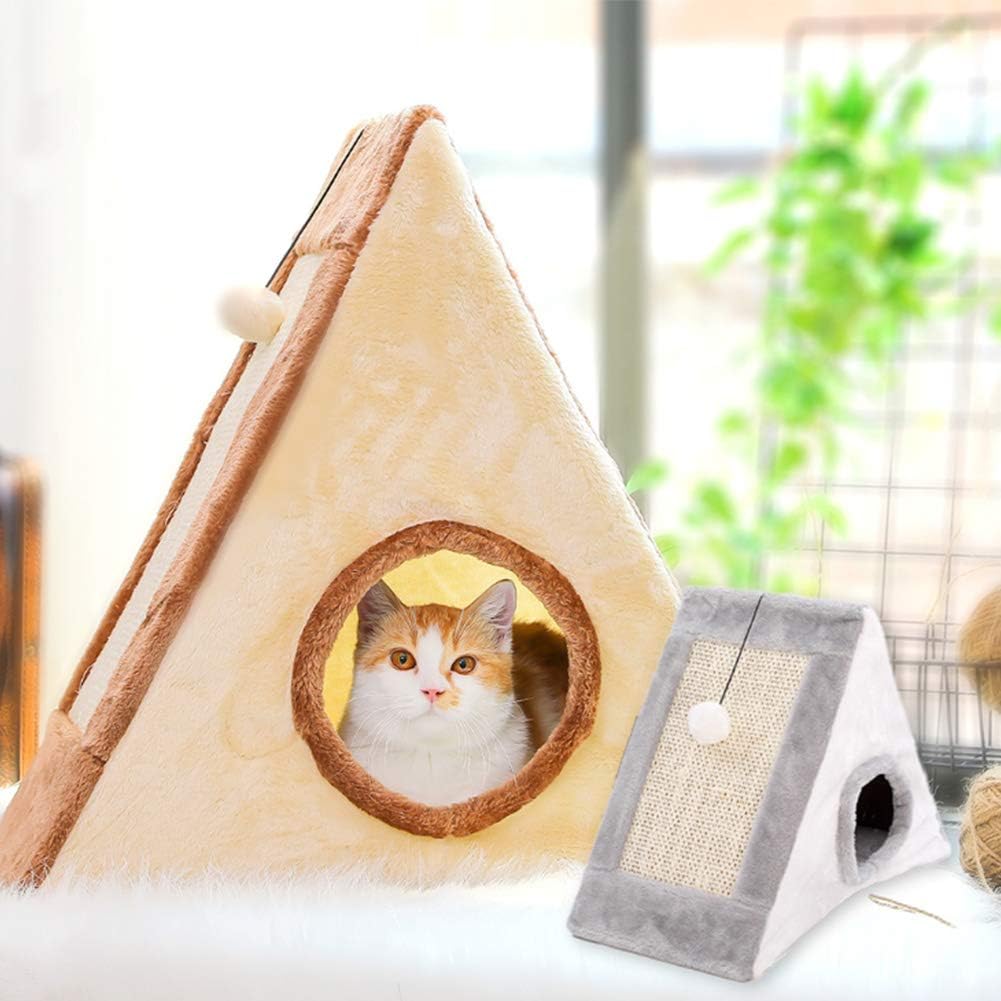 UXELY Cat Cave, Kitty Cave with Scratching Board, Durable Small Cats Triangle Toy Bed Playhouse : Pet Supplies