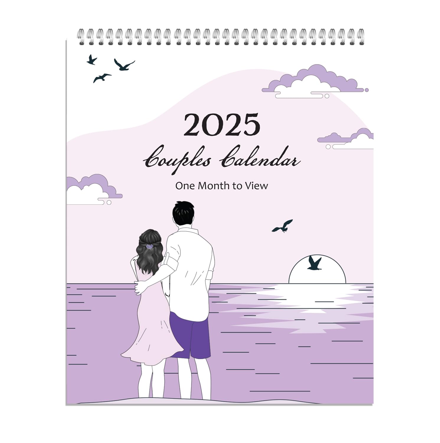 2025 Couples Calendar for 2 people - One Month to View Slogan Art by Arpan
