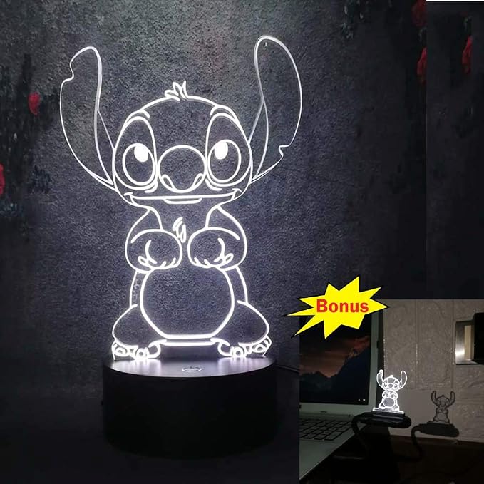 Lampara De Ilusion 3d Luz De Noche Led Dibujos Animados Teddy Stitch Decorativo Bebe Ninos Bebe Stich Lampara De Escritorio Stitch Perro Junto A La Cama Los Mejores Regalos De Vacaciones De