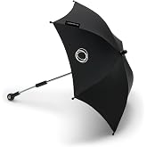 Bugaboo Parasol UPF 50+ Adjustable Sun Shade for Bugaboo Strollers - Black | Flexible positioning, click-on attachment, folds with stroller