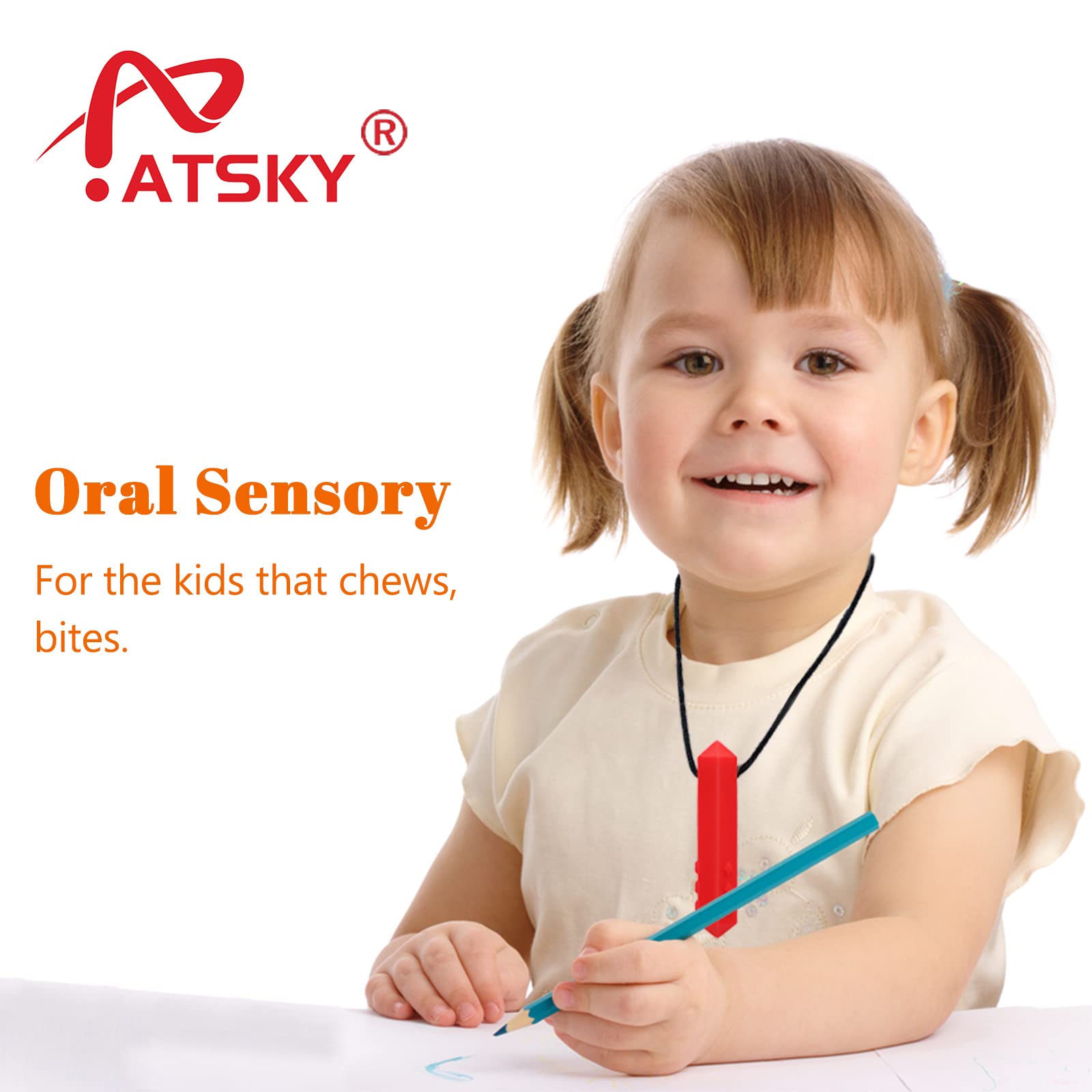 Chew Necklaces for Sensory Kids - 5 Pack Silicone Chewy Toys for ADHD, Autism, SPD, Oral Motor Therapy Tool with Textured Surface, Anxiety Relief Chewables