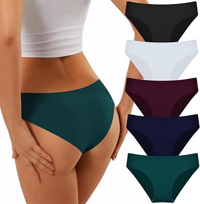Lot de 5 culottes sans coutures pour femme, extensibles, confortables, sans couture, invisibles, taille basse, respirantes, hipster, bikini, multicolore, S