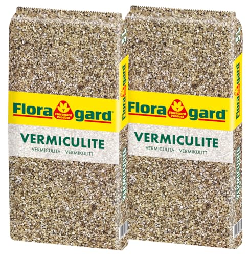 Floragard Vermiculite 10 L (2×5 L, 1–2 mm) – feiner mineralischer Substratverbesserer zur Bodenlockerung, Drainage & Wasserspeicherung – ideal für Anzucht, Aussaat, Keimlinge