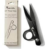 YLaziion Thread Snips for Sewing 4.5" Black Titanium Thread Nippers Steel | Upgraded Spring Scissors Sewing Nippers with Adjustable Screw | Embroidery Quilting Fabric Thread Cutter, Rubber Blade Cover