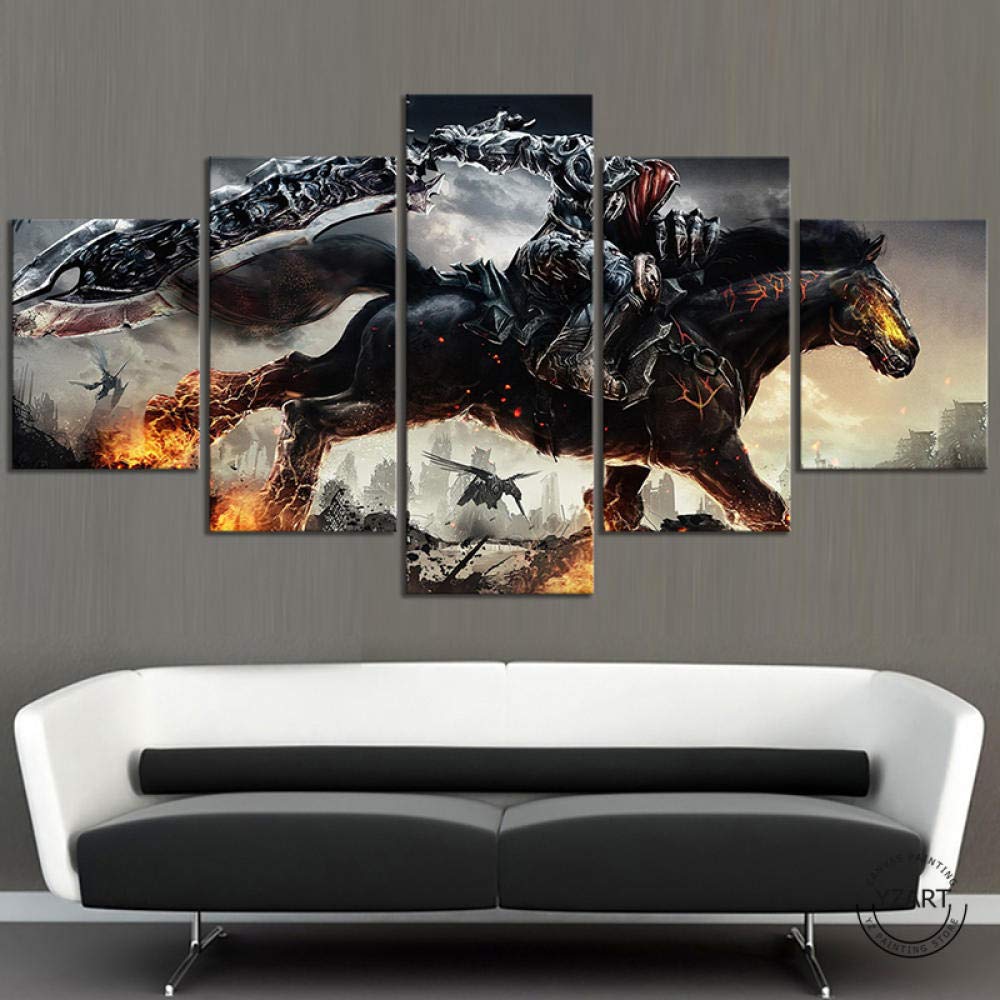 jongya Modern 5pcs Darksiders Game Poster Figure Decorative Paintings Canvas Art for Home Decor Wall