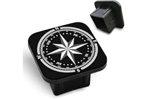 Tnomchey Compass Hitch Receiver Cover 2" Black Rose Star Arrow Navigation Dial Adventure Travel Trailer Hitch Cover Tube Cap Rubber Universal 2 Inch Receiver Plug Insert for Trucks Cars