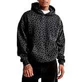 Men's Y2K Leopard Cheetah Print Hoodie - Oversized Vintage Streetwear Sweatshirt, Long Sleeve Pullover with Pockets