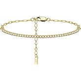 Bellitia Jewelry Sterling Silver Tennis Bracelet for Womens Zirconia Bracelets Adjustable Classic Bracelets Set Simulated Diamond Bracelet 14K Gold/White Gold Plated Bracelet Gifts for Her