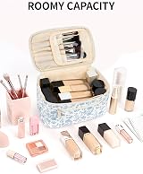 Wandering Nature Travel Makeup Bag with Brush Compartment Blue Flower view 5